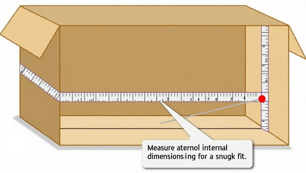 How to Correctly Measure the Dimensions of a Box (Real-World Guide by D Custom Boxes) 2 Flux Dev Create an image showing an open cardboard box with a 1