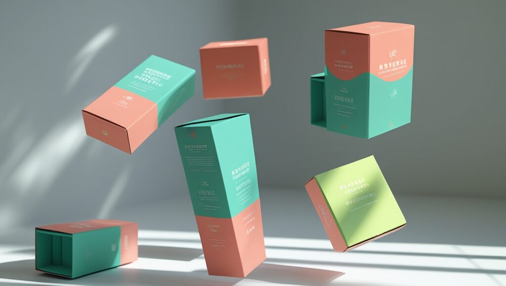 Reverse Tuck End Boxes: The Smart Packaging Solution for Modern Businesses 2 A realistic banner showing Reverse Tuck End packaging boxes